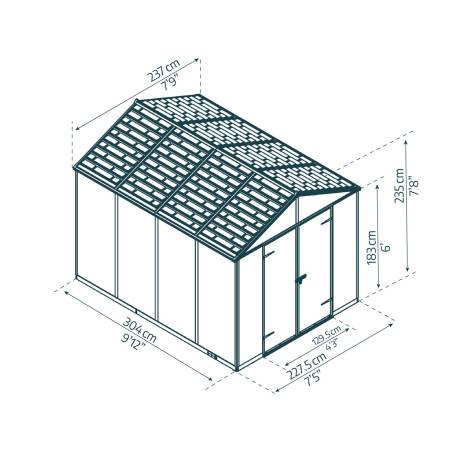 Palram Rubicon 8´x 10´ Antracit HEAVY DUTY prostorný zahradní domek