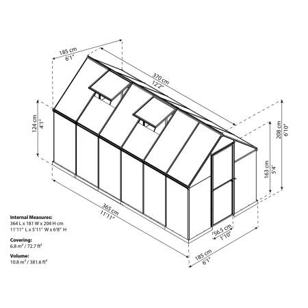 Palram HYBRID 6X12 polykarbonátový skleník